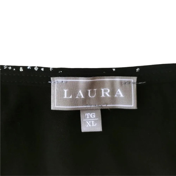 Laura Asymmetric Neckline  Black Glittery Dots on the diagonal XL - Picture 7 of 8